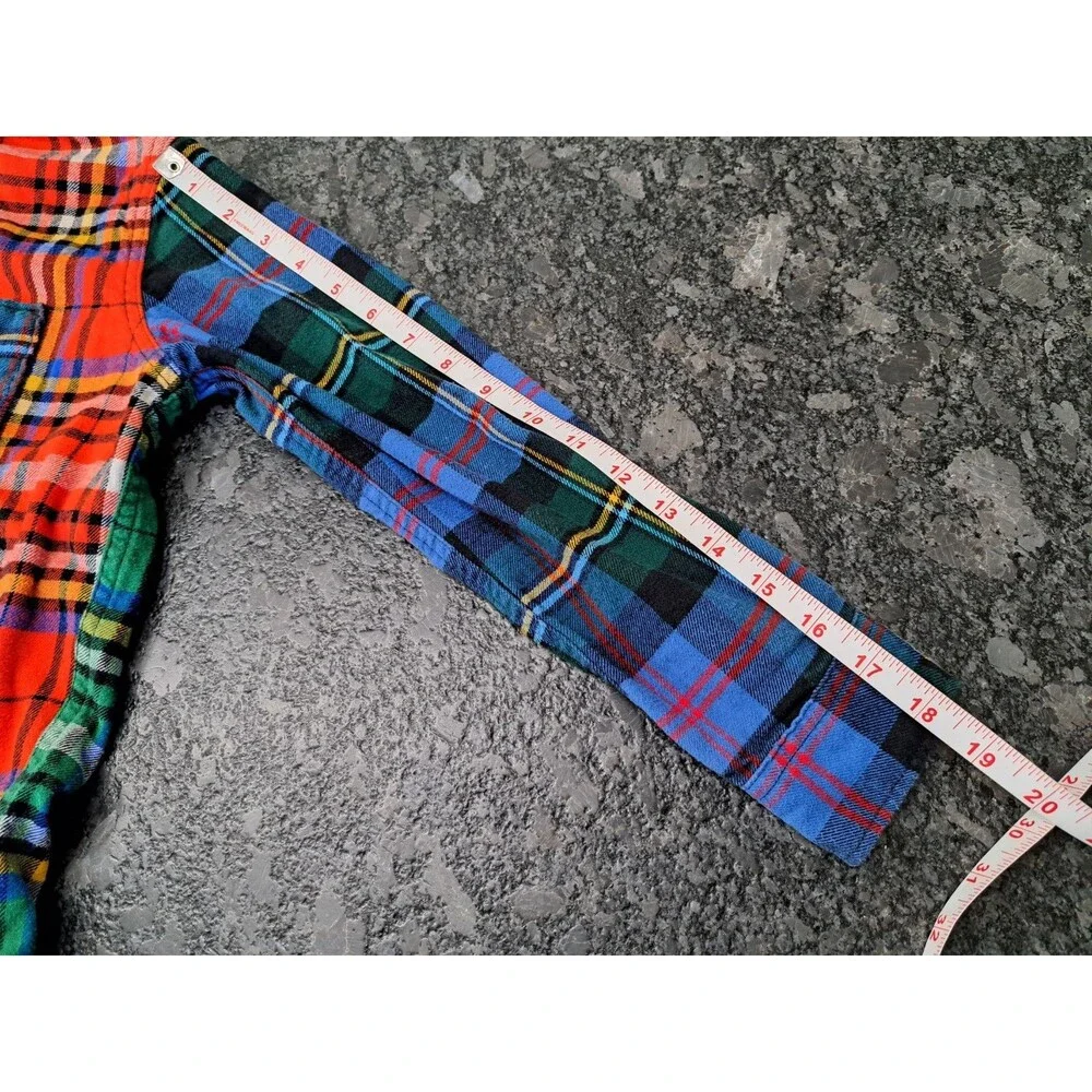 GAP Kids Multicolor Plaid Flannel Shirt Button Up Size Large Boys Organic Cotton